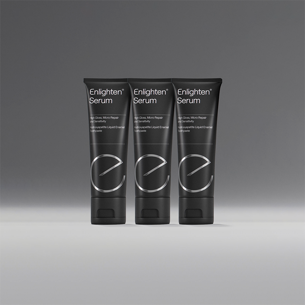 3 Enlighten Serum toothpaste tubes