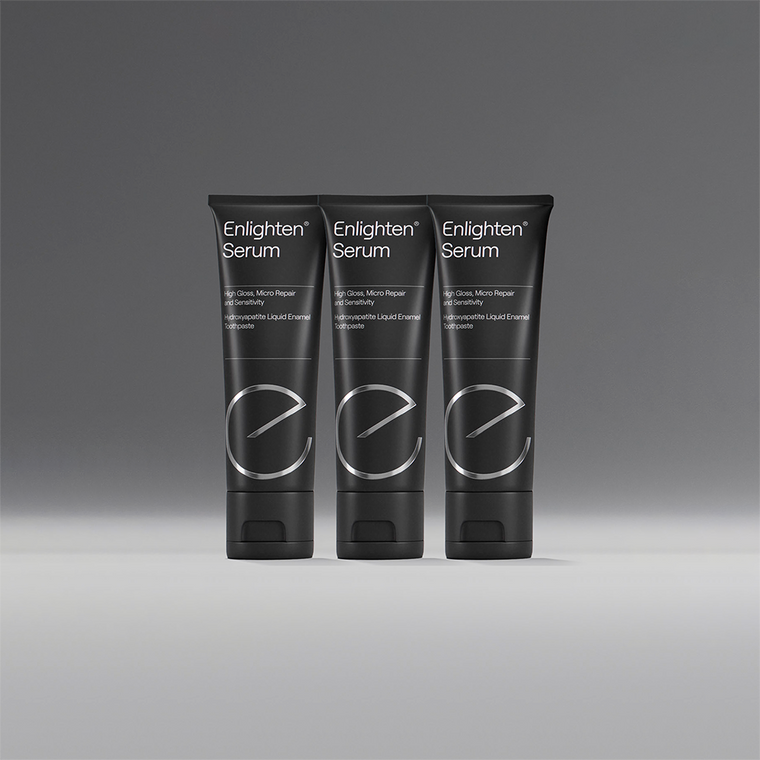 3 Enlighten Serum toothpaste tubes