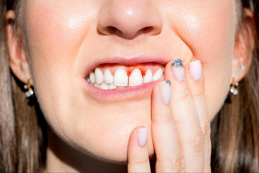 A close up of a person's mouth